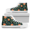 Tropical Leaf And Hawaiian Flower Print White High Top Sneakers