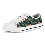 Tropical Leaf And Hawaiian Flower Print White Low Top Shoes