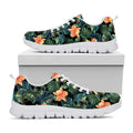 Tropical Leaf And Hawaiian Flower Print White Running Shoes