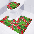 Tropical Leaf Watermelon Pattern Print 3 Piece Bath Mat Set