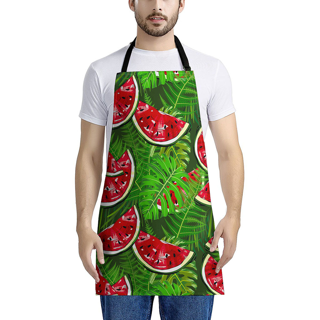 Tropical Leaf Watermelon Pattern Print Apron