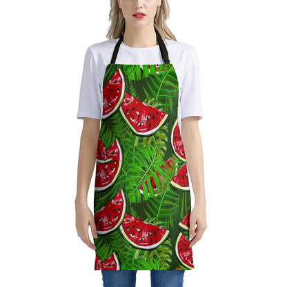 Tropical Leaf Watermelon Pattern Print Apron