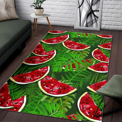 Tropical Leaf Watermelon Pattern Print Area Rug GearFrost