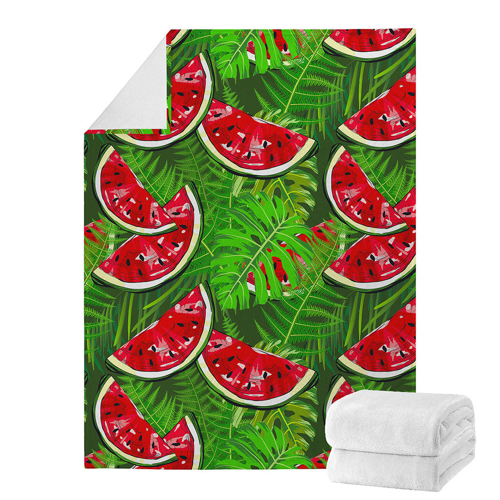 Tropical Leaf Watermelon Pattern Print Blanket