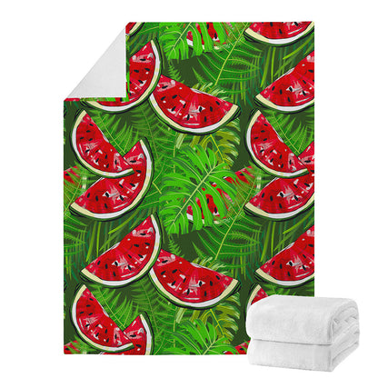Tropical Leaf Watermelon Pattern Print Blanket