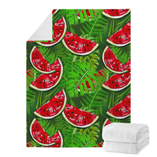 Tropical Leaf Watermelon Pattern Print Blanket