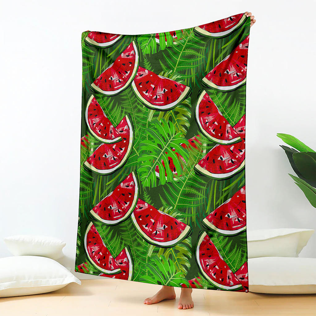 Tropical Leaf Watermelon Pattern Print Blanket