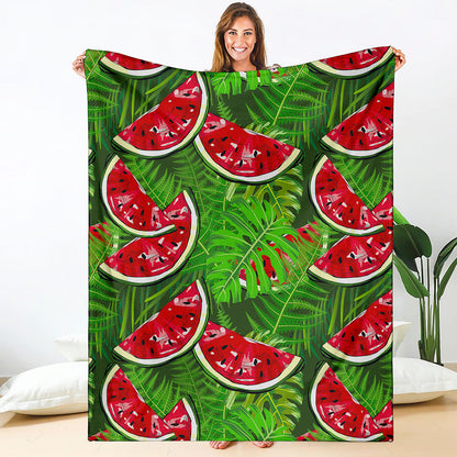 Tropical Leaf Watermelon Pattern Print Blanket