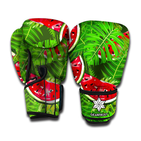 Tropical Leaf Watermelon Pattern Print Boxing Gloves