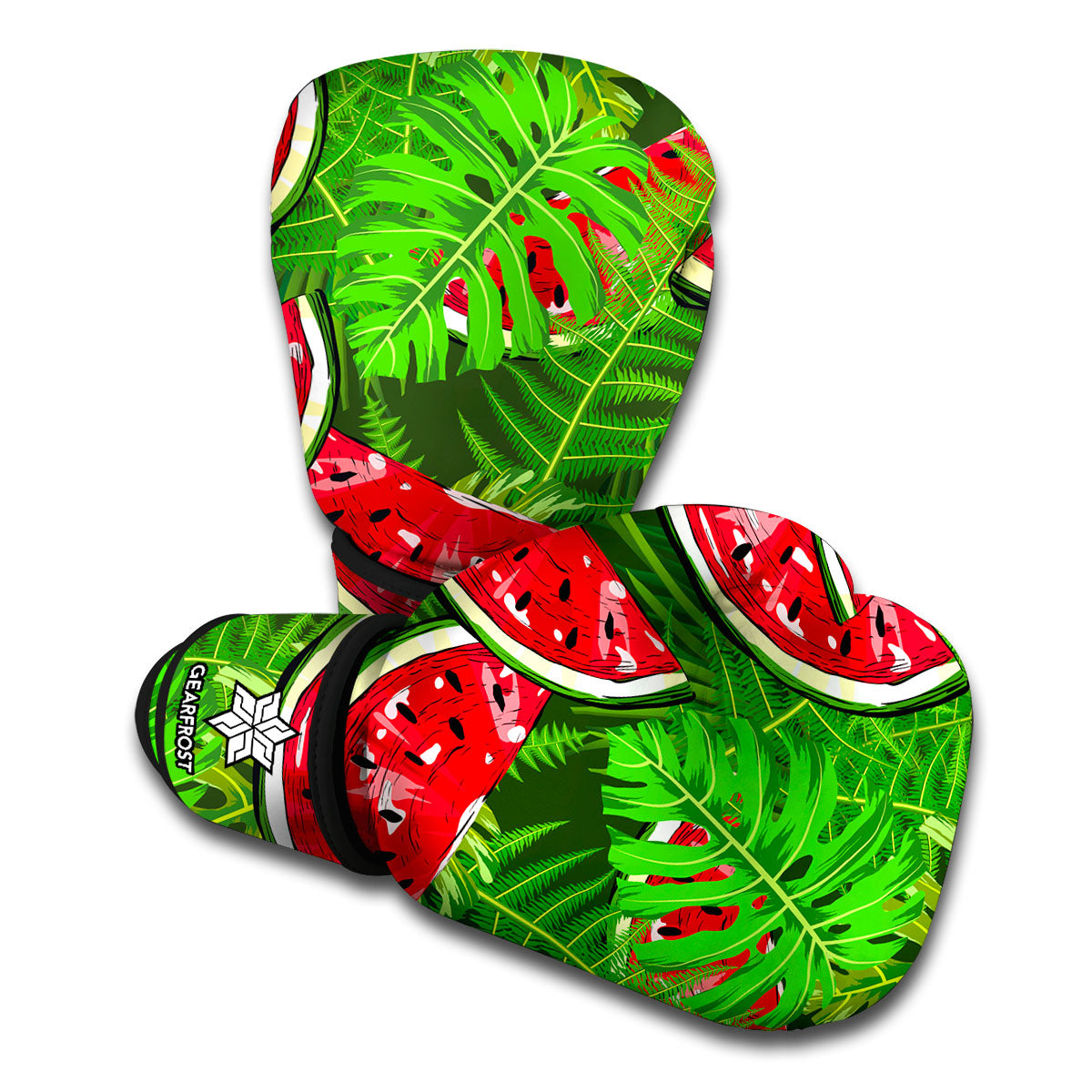 Tropical Leaf Watermelon Pattern Print Boxing Gloves