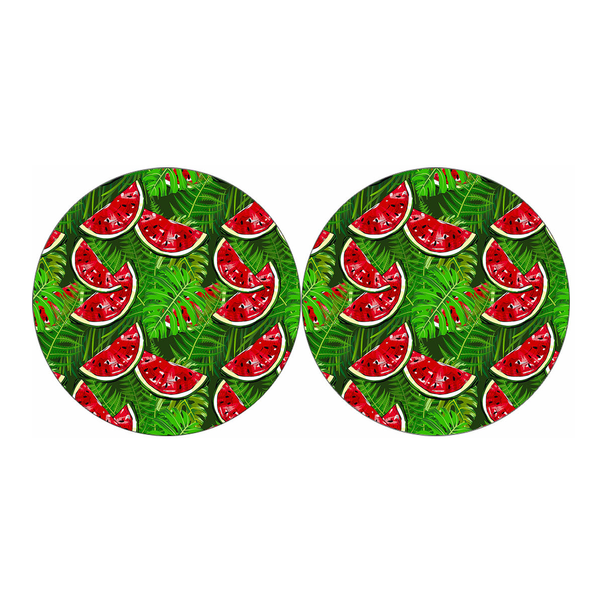 Tropical Leaf Watermelon Pattern Print Car Coasters