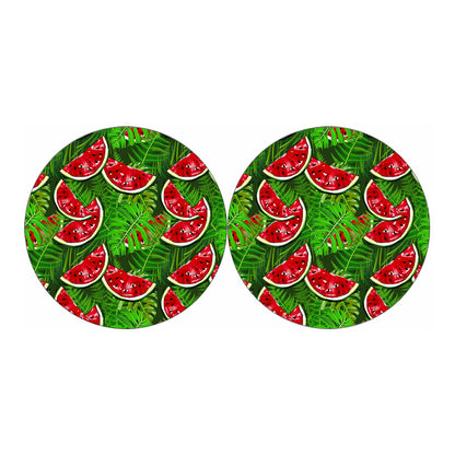 Tropical Leaf Watermelon Pattern Print Car Coasters
