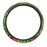 Tropical Leaf Watermelon Pattern Print Car Steering Wheel Cover