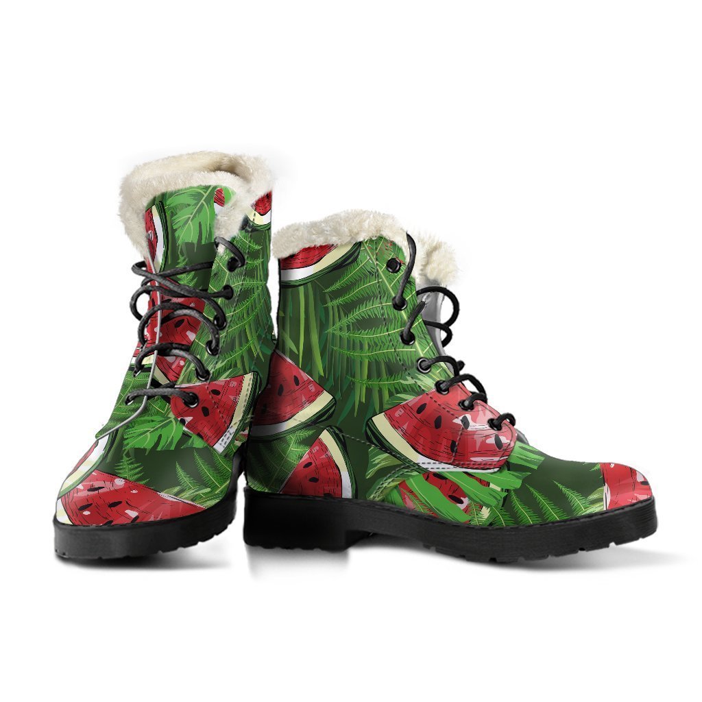 Tropical Leaf Watermelon Pattern Print Comfy Boots GearFrost