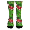 Tropical Leaf Watermelon Pattern Print Crew Socks