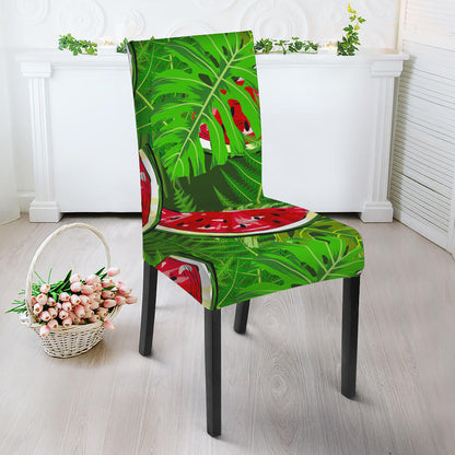 Tropical Leaf Watermelon Pattern Print Dining Chair Slipcover