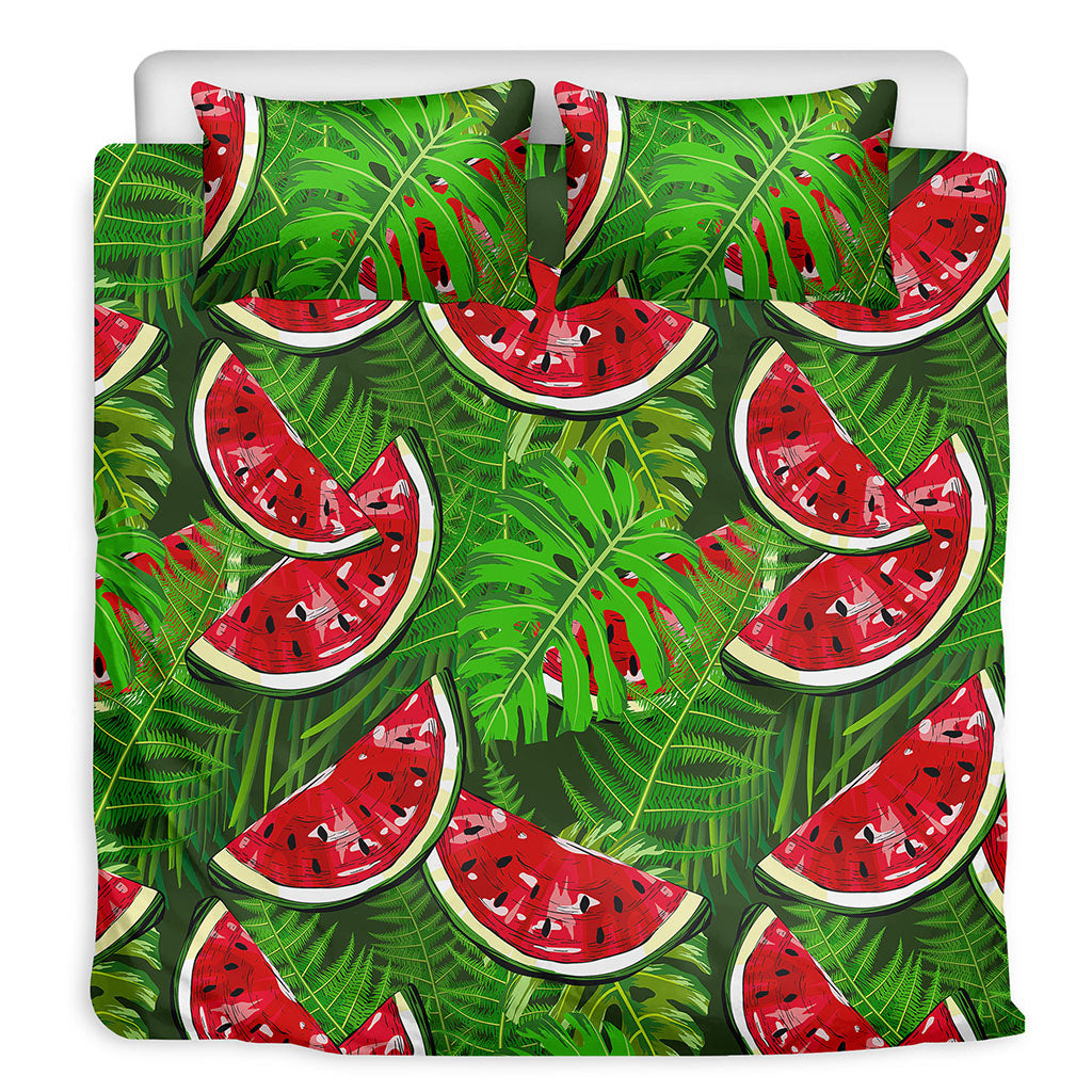 Tropical Leaf Watermelon Pattern Print Duvet Cover Bedding Set