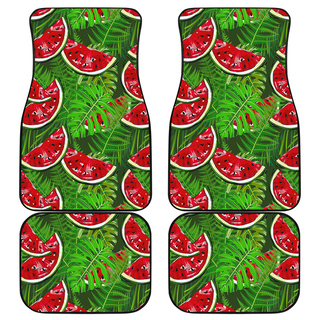 Tropical Leaf Watermelon Pattern Print Front and Back Car Floor Mats