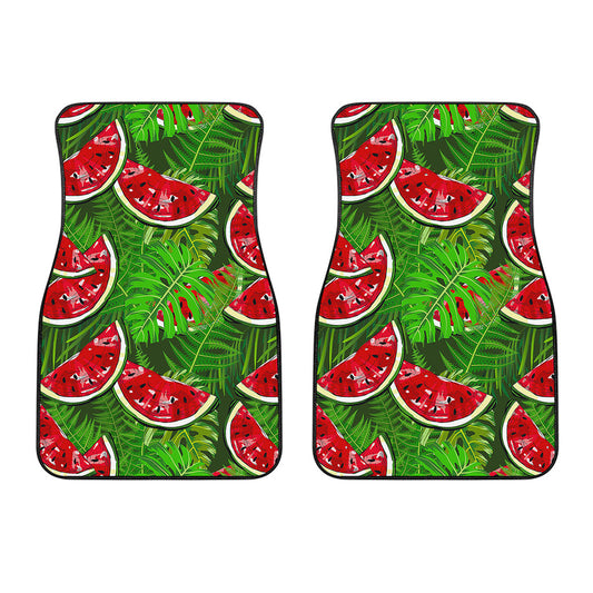 Tropical Leaf Watermelon Pattern Print Front Car Floor Mats
