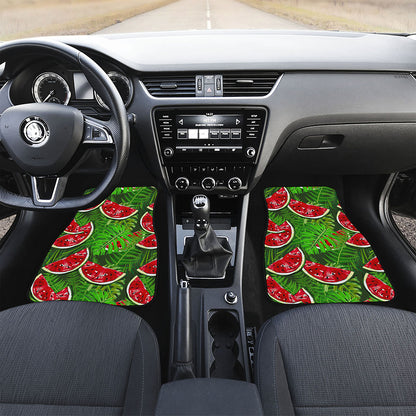 Tropical Leaf Watermelon Pattern Print Front Car Floor Mats