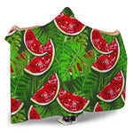Tropical Leaf Watermelon Pattern Print Hooded Blanket