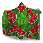 Tropical Leaf Watermelon Pattern Print Hooded Blanket