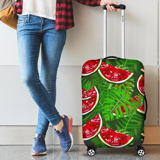 Tropical Leaf Watermelon Pattern Print Luggage Cover GearFrost