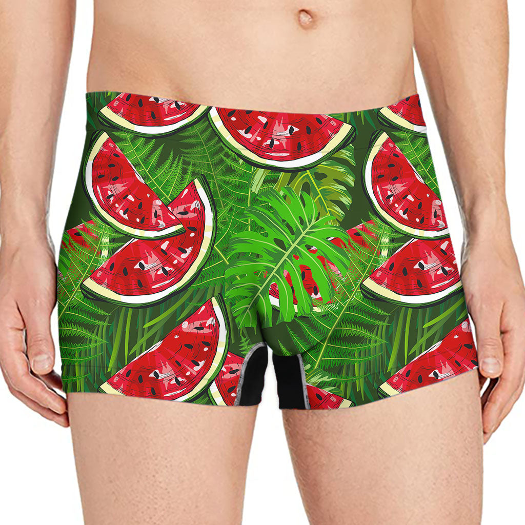 Tropical Leaf Watermelon Pattern Print Men's Boxer Briefs