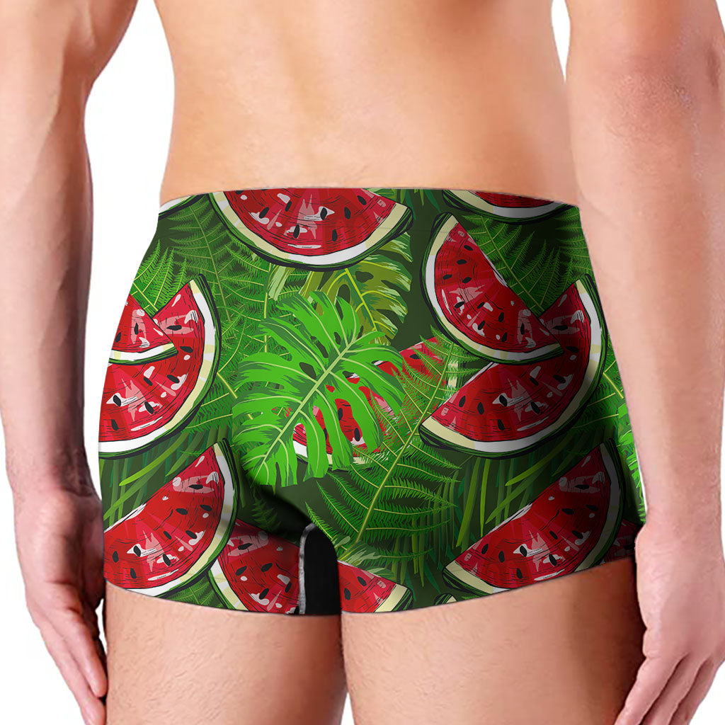 Tropical Leaf Watermelon Pattern Print Men's Boxer Briefs
