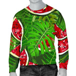 Tropical Leaf Watermelon Pattern Print Men's Crewneck Sweatshirt GearFrost