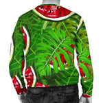 Tropical Leaf Watermelon Pattern Print Men's Crewneck Sweatshirt GearFrost