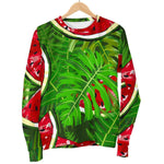 Tropical Leaf Watermelon Pattern Print Men's Crewneck Sweatshirt GearFrost