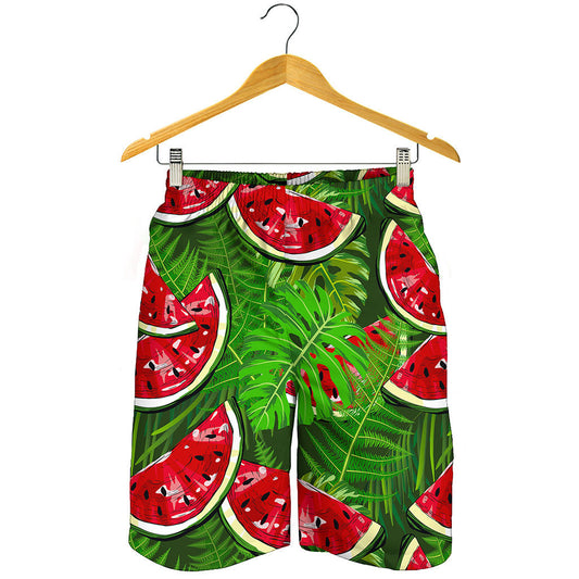 Tropical Leaf Watermelon Pattern Print Men's Shorts