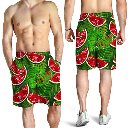 Tropical Leaf Watermelon Pattern Print Men's Shorts