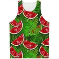 Tropical Leaf Watermelon Pattern Print Men's Tank Top