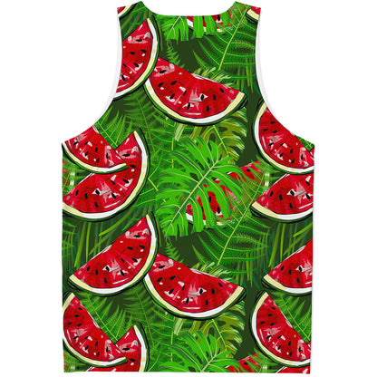 Tropical Leaf Watermelon Pattern Print Men's Tank Top