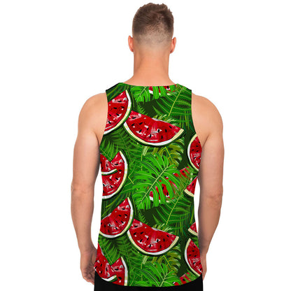 Tropical Leaf Watermelon Pattern Print Men's Tank Top