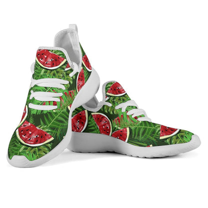 Tropical Leaf Watermelon Pattern Print Mesh Knit Shoes GearFrost