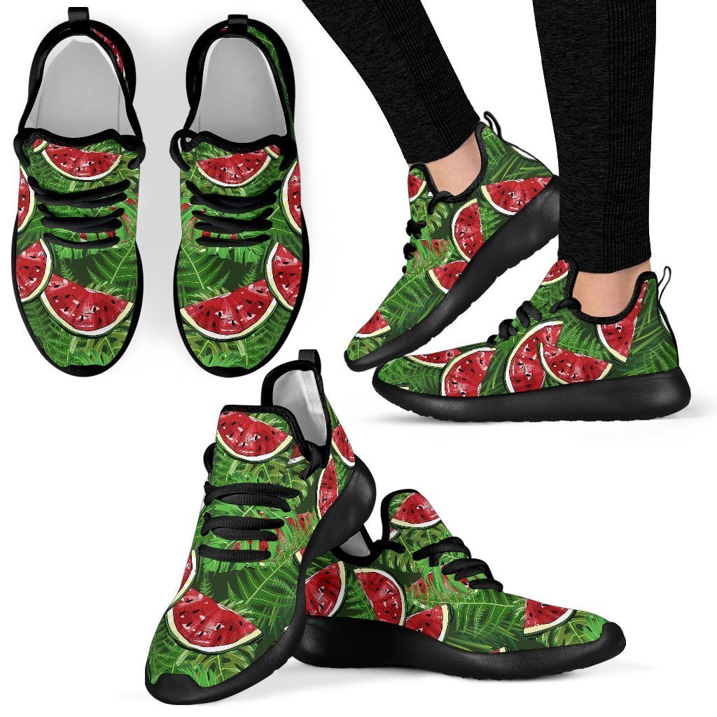 Tropical Leaf Watermelon Pattern Print Mesh Knit Shoes GearFrost