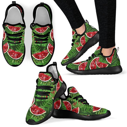 Tropical Leaf Watermelon Pattern Print Mesh Knit Shoes GearFrost