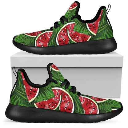 Tropical Leaf Watermelon Pattern Print Mesh Knit Shoes GearFrost