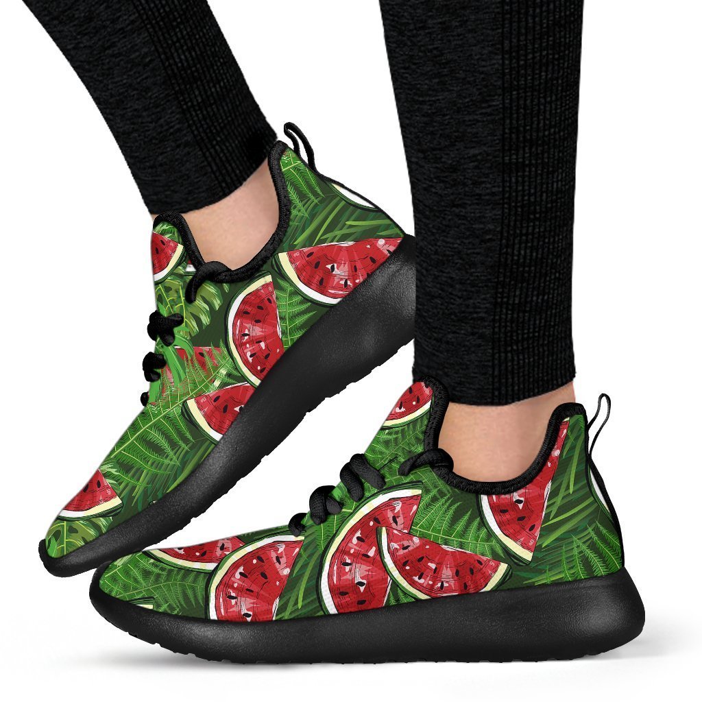 Tropical Leaf Watermelon Pattern Print Mesh Knit Shoes GearFrost