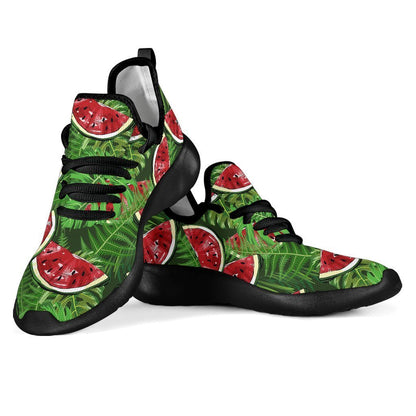 Tropical Leaf Watermelon Pattern Print Mesh Knit Shoes GearFrost