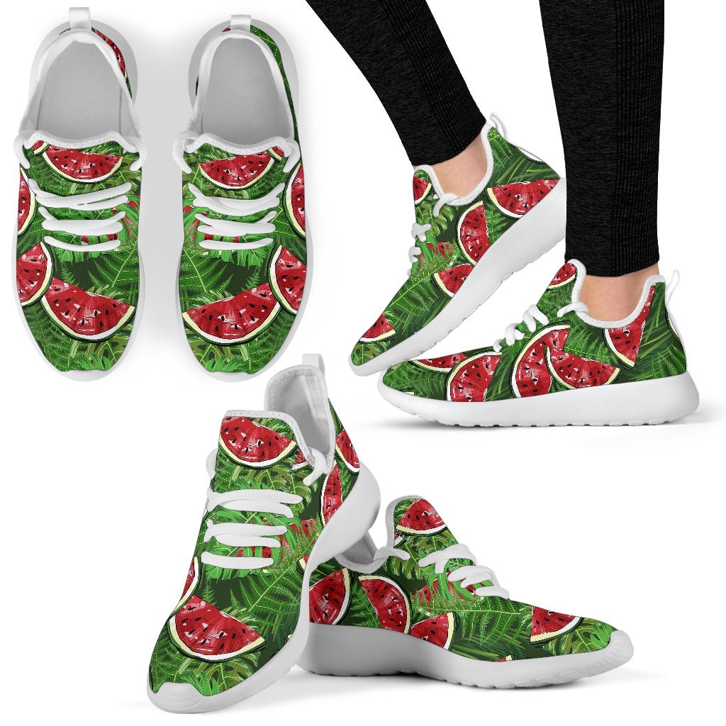 Tropical Leaf Watermelon Pattern Print Mesh Knit Shoes GearFrost