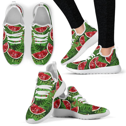 Tropical Leaf Watermelon Pattern Print Mesh Knit Shoes GearFrost