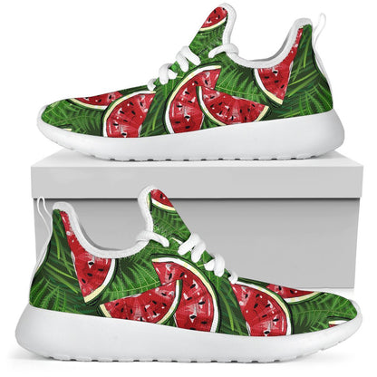 Tropical Leaf Watermelon Pattern Print Mesh Knit Shoes GearFrost