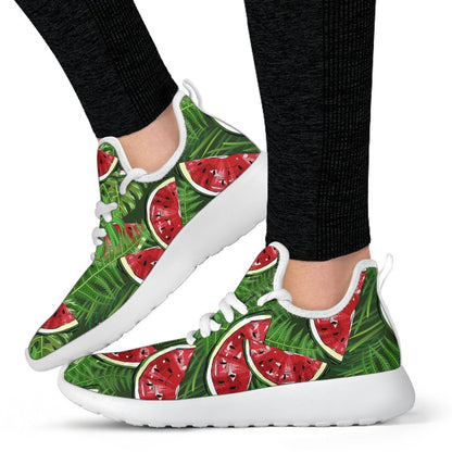 Tropical Leaf Watermelon Pattern Print Mesh Knit Shoes GearFrost