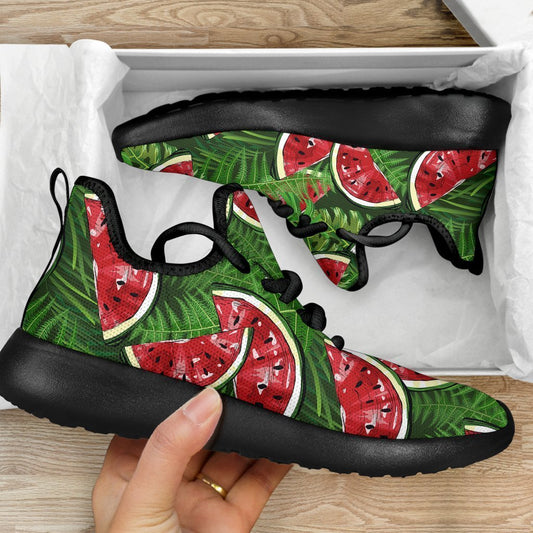 Tropical Leaf Watermelon Pattern Print Mesh Knit Shoes GearFrost