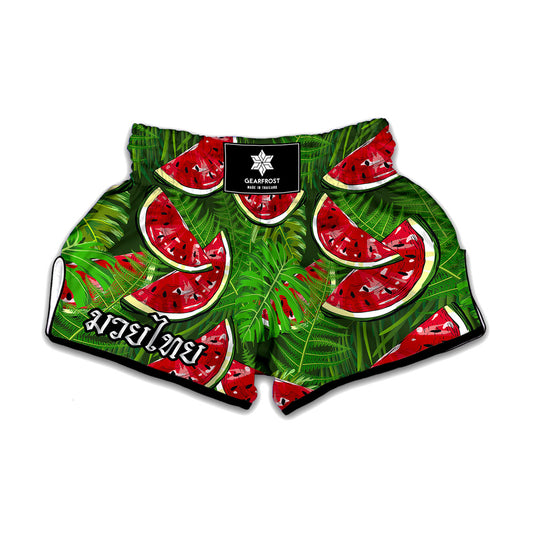 Tropical Leaf Watermelon Pattern Print Muay Thai Boxing Shorts