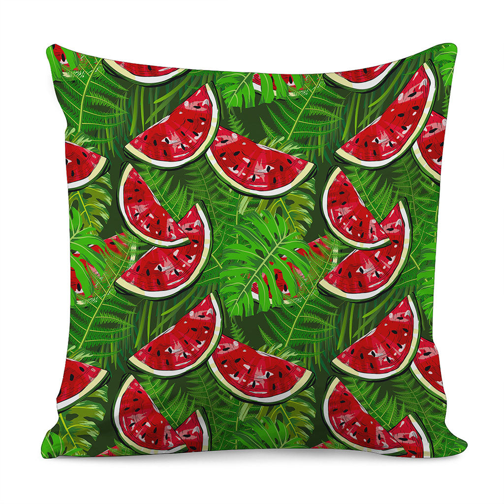 Tropical Leaf Watermelon Pattern Print Pillow Cover